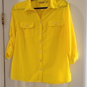 Coral Bay Bright Yellow Button-Down Shirt